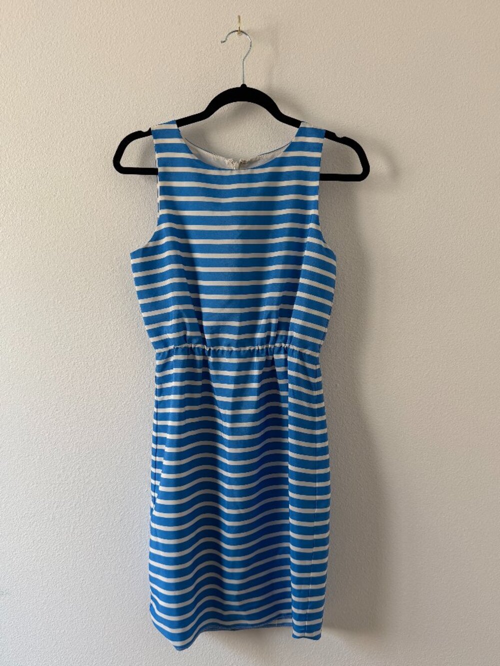 J. Crew Blue White Striped Sleeveless Fit & Flare Summer Dress Size 2